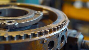 Closeup of a drive belt pulley showcasing the smooth and clean surface necessary for optimal functionality photo