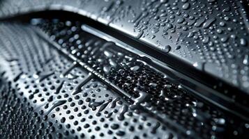 A zoomedin shot of a car covers mesh vents designed to prevent moisture buildup and mildew photo