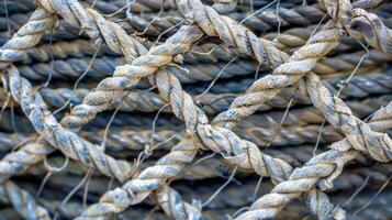 In between the layers of tangled fibers small pockets of air can be seen hinting at the lightweight nature of this cargo net. Despite its lightness it is still able to securely hol photo