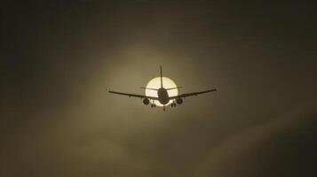 From a distance the plane appears as a small dot in the sky powered by the endless energy of the sun photo