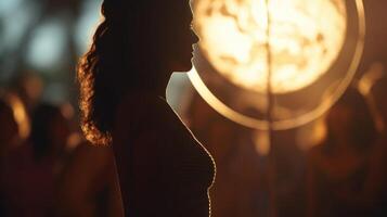 Closeup of a sign with the silhouette of a woman in front of a globe, representing the fight for womens rights and empowerment on a global scale. photo