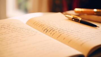 Closeup of a handwritten diary entry, filled with ideas and plans for advocating for the protection of endangered species. photo