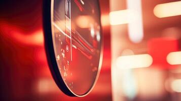 Closeup of a touch sensor on on a smart mirror, used to save favorite outfit combinations for easy access. photo