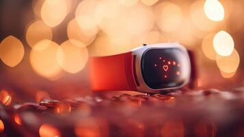 Closeup of a heart rate monitor sensor on a smarch. photo
