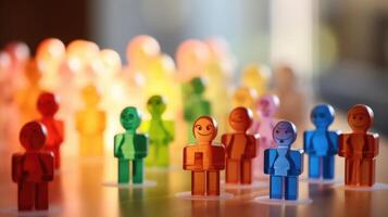Closeup of a collection of colorful ons, each one depicting a different human rights issue. photo