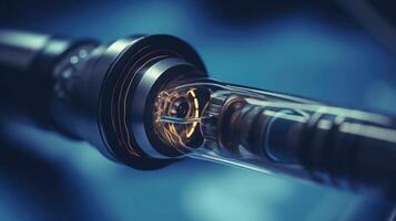 Closeup of an AIcontrolled endoscope, providing a clear and detailed view of the inside of a patients body during a minimally invasive . photo