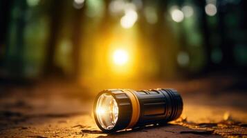 Closeup of a solarpowered flashlight, a reliable source of light during power outages. photo