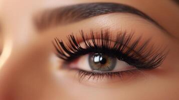 Closeup of a virtual mascara wand brushing through lashes, creating a volumizing effect. photo