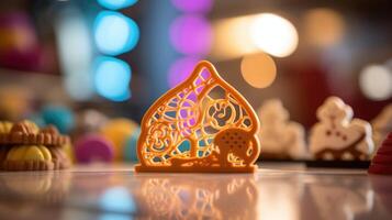 Closeup of a 3D printed cookie ter, featuring a fun and whimsical design. photo