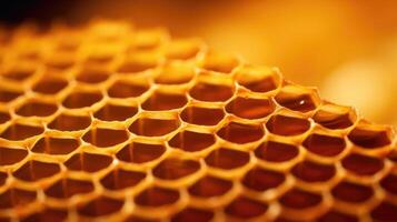 Extreme closeup of an intricate honeycomb structure, emphasizing the role of bees in sustainable agriculture. photo