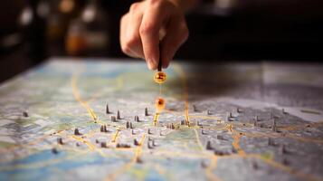 Closeup of a finger pointing to a roadmap, highlighting the importance of having a plan in conflict resolution. photo