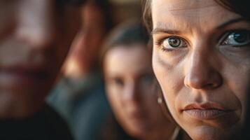 Closeup of a stressedout individuals face, with dark circles under their eyes, highlighting the toll that balancing work and family can take on mental and emotional health. photo