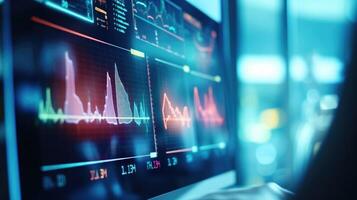Macro view of a patients vitals being monitored and analyzed by the AI system, ensuring safe and efficient . photo