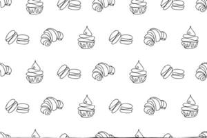 Cupcake, macaron, croissant Pattern, Seamless Background, Gift Paper, Ice Cream Illustration, EPS vector
