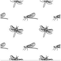 Dragonfly. illustration. Monochrome seamless pattern. Dragonfly spot ornament. Predatory flying insect for background, packaging, textile, wallpaper vector