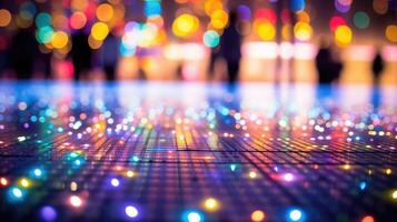 Detailed view of a responsive LED floor display in the digital museum tour. photo