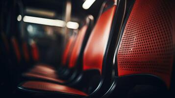 Macro shot of the hightech adjustable seats inside a modern public transport bus photo