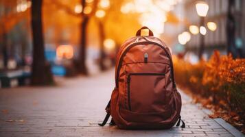 Upclose shot of a waterresistant backpack with multiple compartments and padded shoulder ss for easy and comfortable carrying. photo