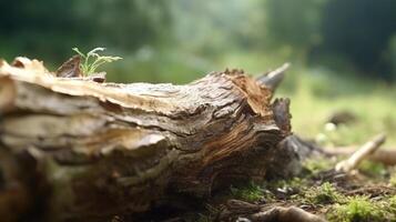 Closeup of a fallen tree, demonstrating the increased frequency and severity of natural disasters like hurricanes and typhoons. photo