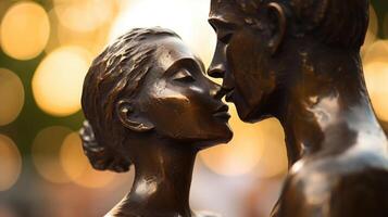 Closeup of a bronze sculpture capturing the emotion of forgiveness and reconciliation. photo