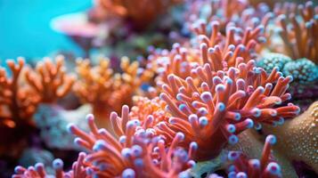 The intricate patterns of dying coral on a closeup of a reef, signifying the devastating impact of ocean acidification. photo