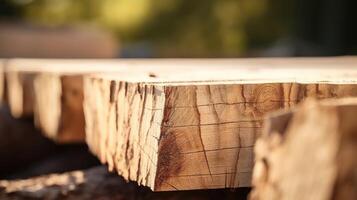 Closeup of a piece of wood paneling made from fastgrowing and sustainably harvested poplar trees. photo