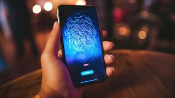 Closeup of a teens hand covering their screen as they enter a strong and secure password to protect their social media accounts. photo