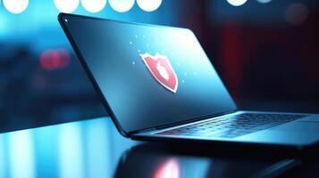 Closeup of a digital privacy shield for laptops and tablets. photo