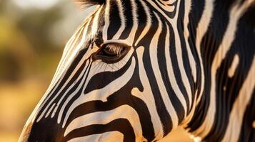 Closeup of a galloping zebras stripe pattern, a stunning example of the intricate and diverse designs found in nature that we must work to preserve. photo
