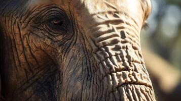Up close and personal with a majestic elephants wrinkled trunk, a symbol of the interconnectedness of all wildlife and the importance of their preservation. photo