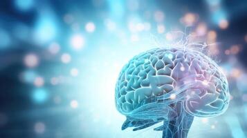Closeup of a brain scan image interpreted by AI for personalized healthcare diagnosis. photo