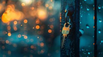 Blurry outlines of locks and keys symbols of the challenges and obstacles that must be overcome photo