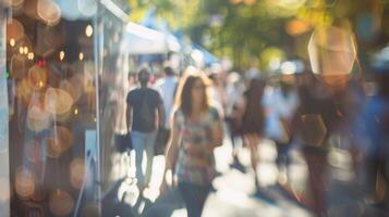 Muted colors and blurred details create a sense of mystery and intrigue at the bustling street art fair photo