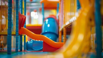 Murmurs of joy and playfulness filling the defocused indoor playground photo