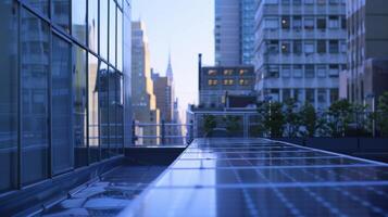 The buildings rooftop has been transformed into a miniature power plant thanks to the installation of a solar array photo