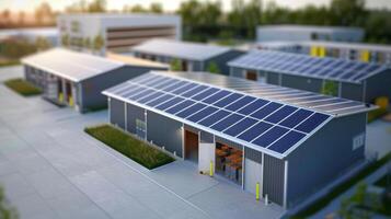 A graphic representation of how solar energy is converted and stored in batteries to power the warehouses operations photo