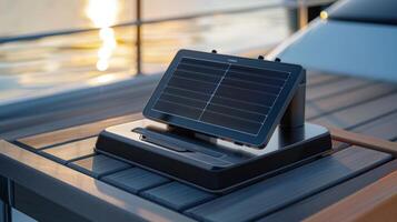 A spacesaving dock that efficiently charges your devices using solar power photo