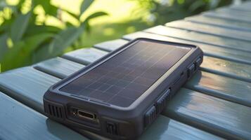 A solarpowered smartphone case providing backup power in case of emergency without having to rely on outlets photo