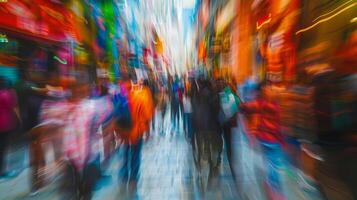 The street art fair is a whirlwind of blurred people sights and sounds all melding into one eclectic experience photo