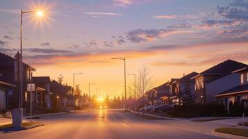 An illuminated street sign in a quiet neighborhood its sleek design powered by the suns rays photo