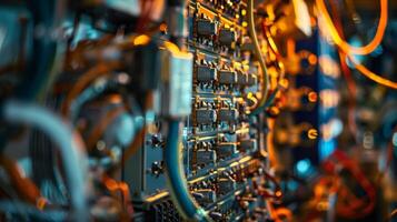 A shot of the intricate wiring and circuitry inside the plane connecting the solar panels to the aircrafts propulsion system photo