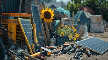 A community cleanup day with solarpowered tools and equipment photo
