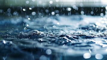 A closeup of water droplets being filtered through the desalination system powered solely by the suns energy photo