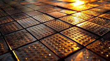 A closeup of a solar roadway panel capturing the intricate pattern of solar cells that make up its surface photo