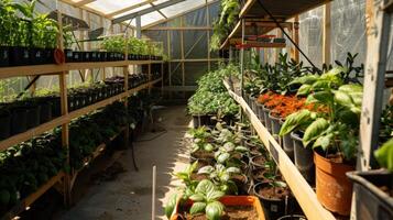 From seedlings to mature plants all stages of growth are supported by the greenhouses ecofriendly solar setup photo