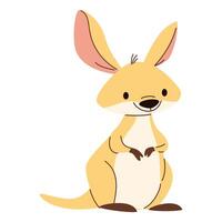 Cute kangaroo on white background. Flat illustration in simple child style vector