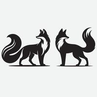 fox silhouette with with background vector