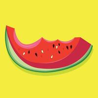 Bitten watermelon on yellow background vector