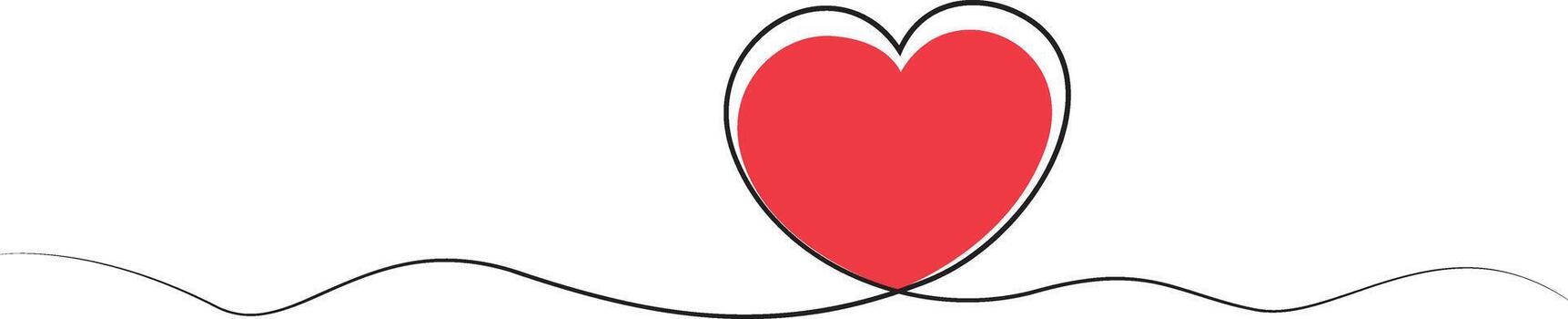 One continuous drawing of heart and color shape love sign. Thin flourish and romantic symbols in simple linear style vector