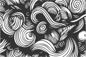 Black and white topographic line contour map background, hand drawn geographic network map vector